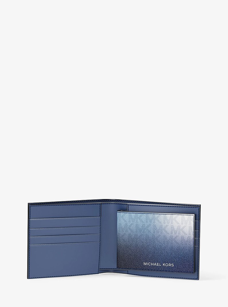 Porte-billets avec rabat Cooper ombr&eacute; &agrave; logo Signature in BLEU GALAXIE MULTI | Michael Kors