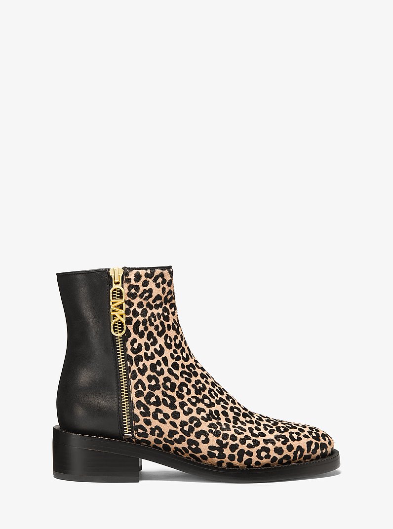 Regan Leopard Print Calf Hair and Leather Ankle Boot