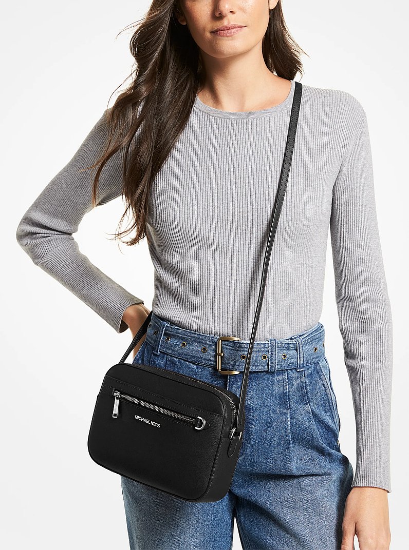 Bolsa cruzada Jet Set grande de piel Saffiano in NEGRO | Michael Kors