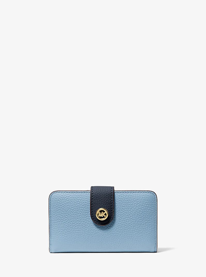 MK Pop Charm Medium Color-Block Pebbled Leather Logo Wallet in CHAMBRAY MULTI | Michael Kors