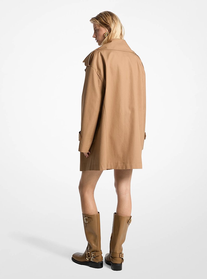 Oversized Cotton Twill Trench Coat in CAFE | Michael Kors