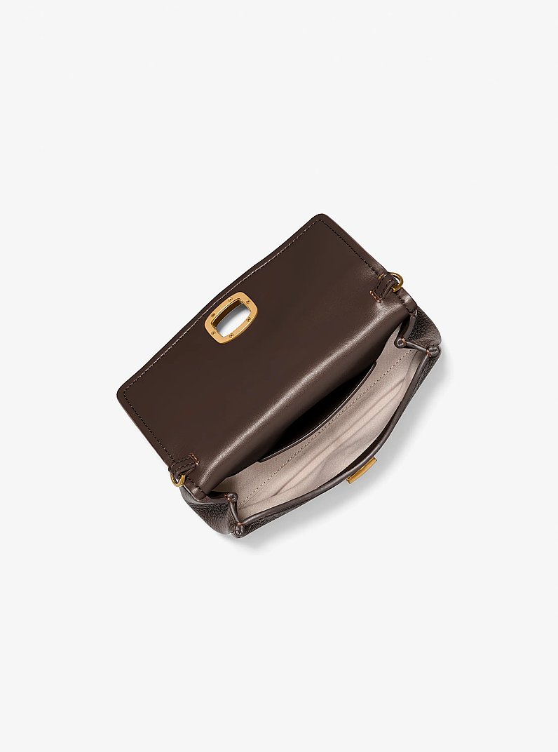 Bryant Small Textured Leather Pochette in CHOCOLATE | Michael Kors
