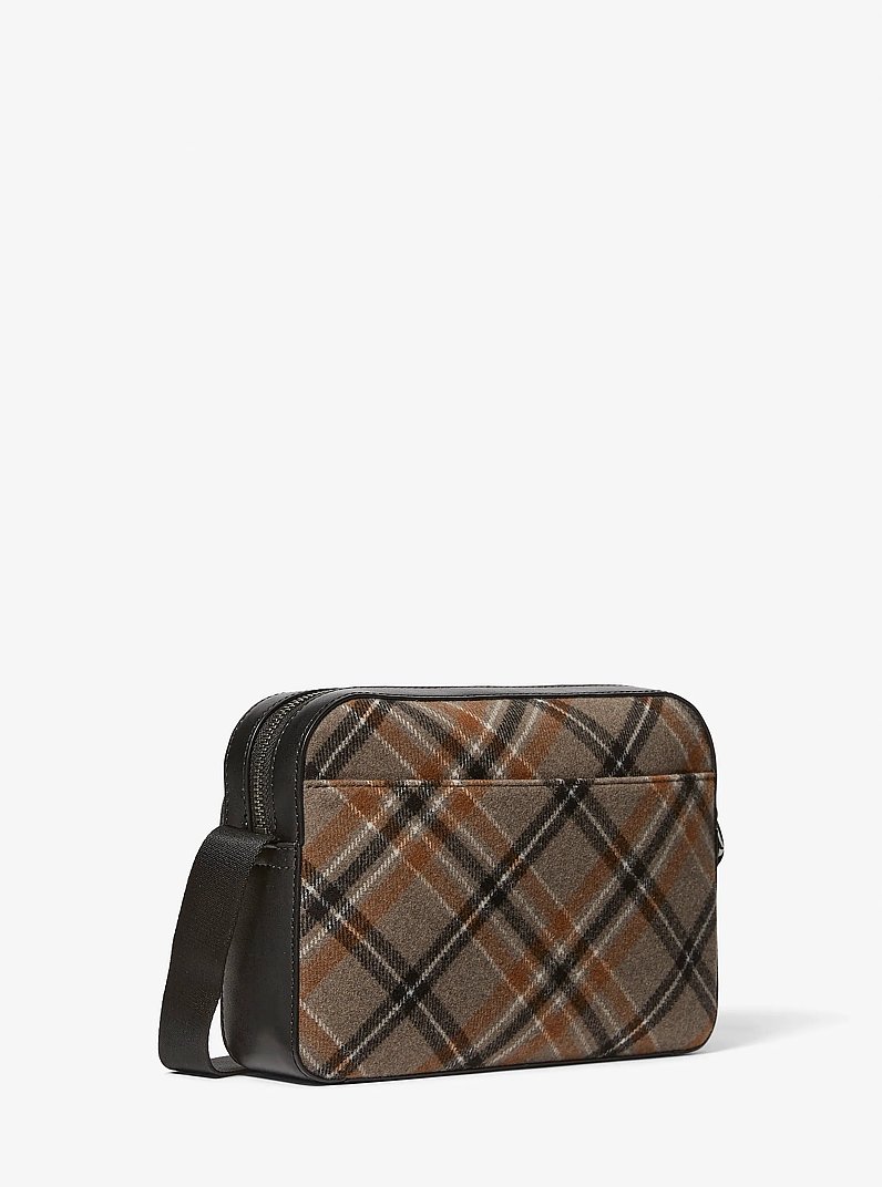 Cooper Plaid Wool Blend Flight Bag in MUSHROOM | Michael Kors