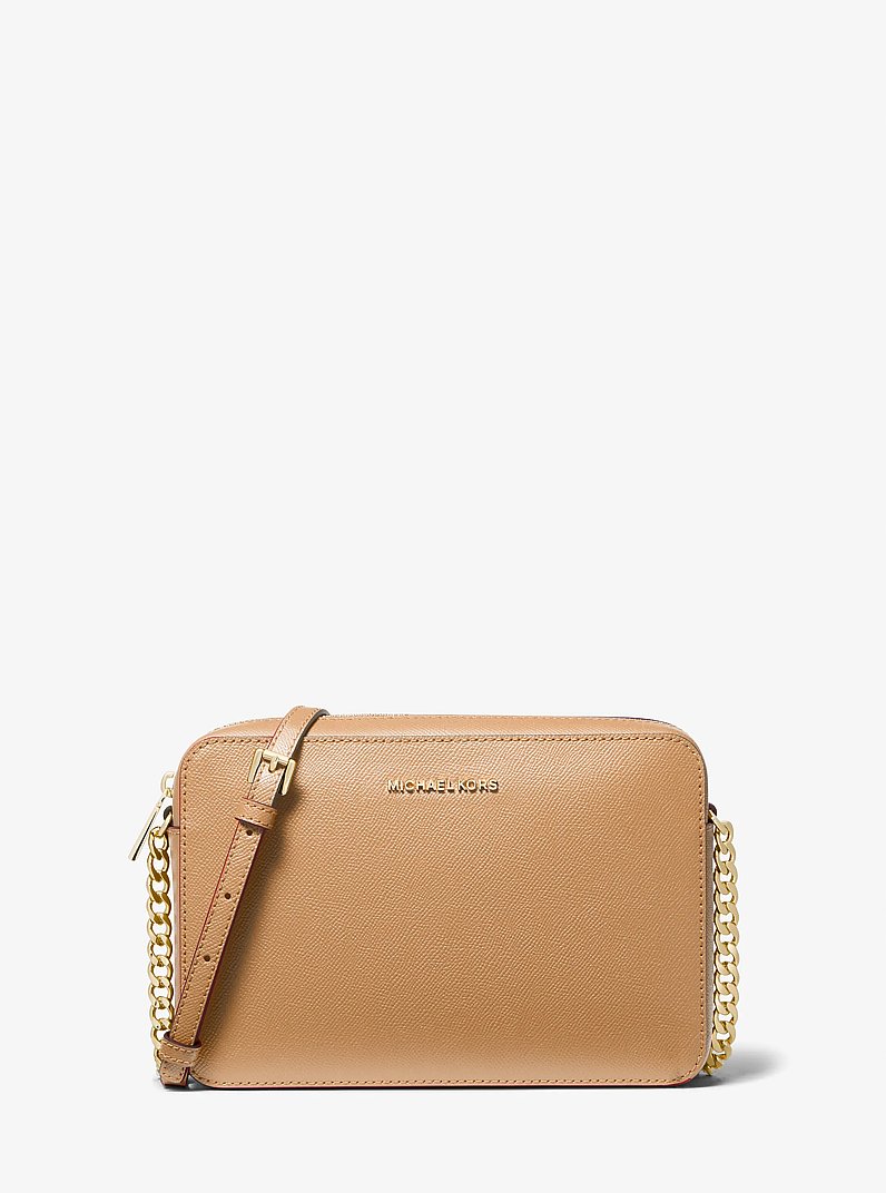 Jet Set Large Saffiano Leather Crossbody Bag in CAMEL | Michael Kors