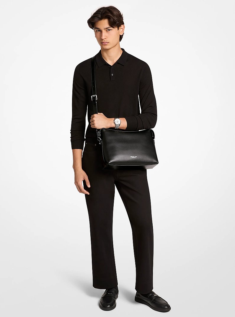 Messenger-Tasche Nicholas Medium aus gekrispeltem Leder in SCHWARZ | Michael Kors