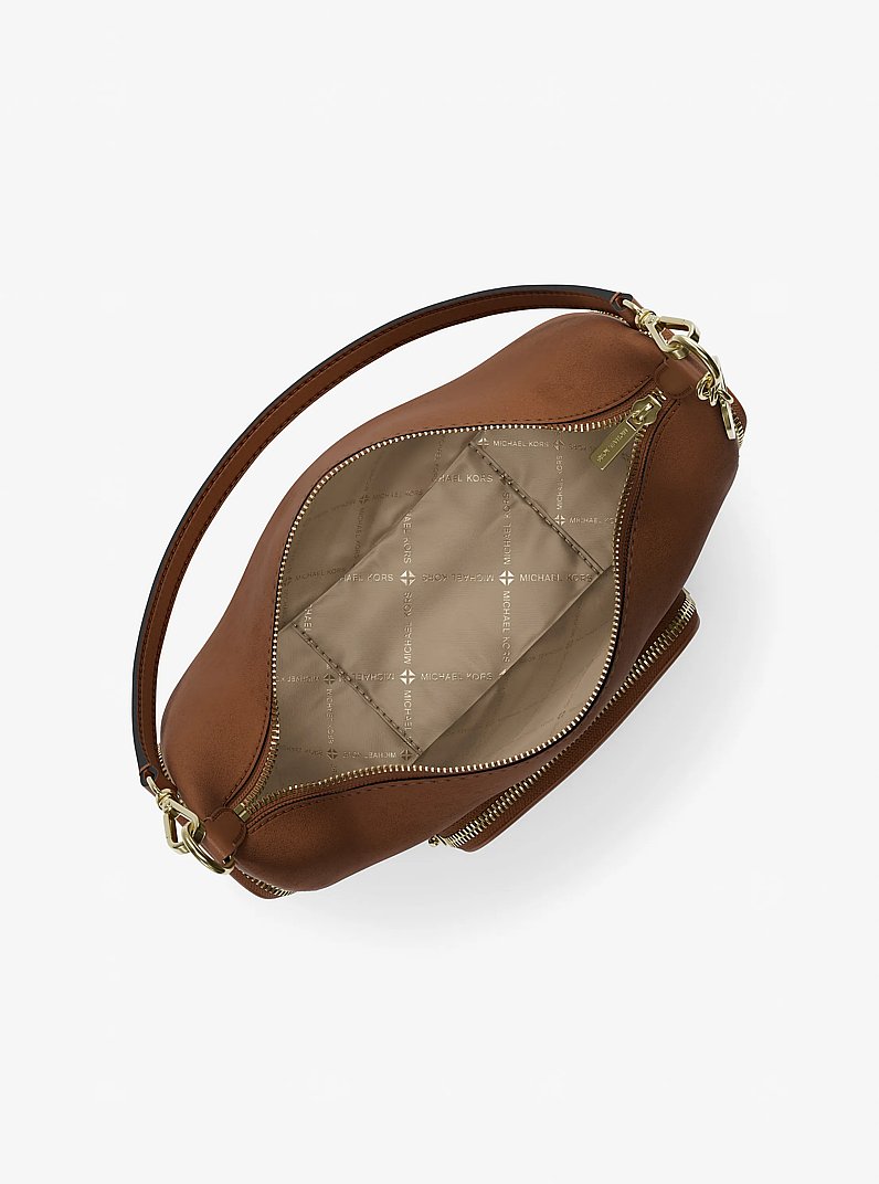 Merritt Medium Suede Convertible Shoulder Bag in LUGGAGE | Michael Kors