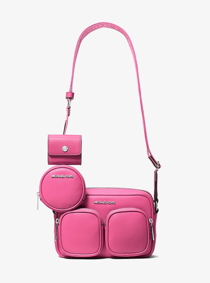 Jet Set Leather Medium Crossbody Bag with Case for Apple Airpods Pro&reg; in DRAGONFRUIT | Michael Kors