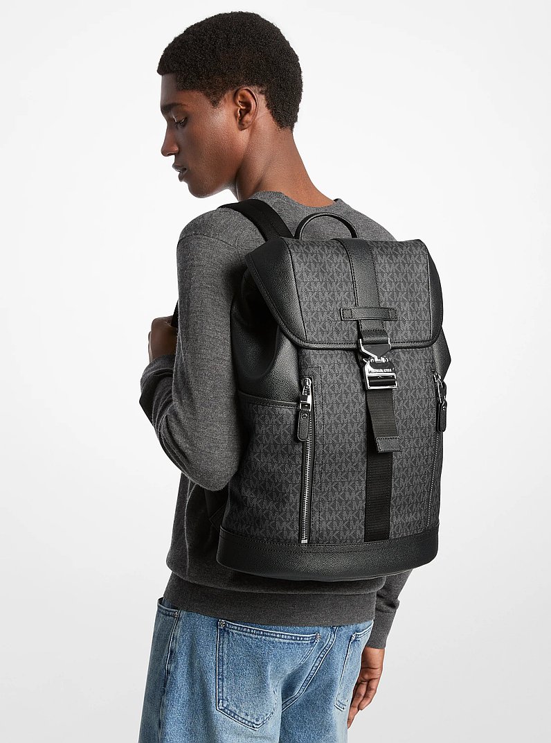 Sac &agrave; dos aviateur Hudson &agrave; logo Signature in NOIR | Michael Kors