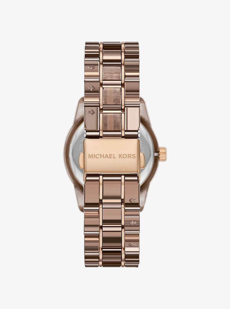 Ritz Pav&eacute; Beige Gold-Tone and Acetate Watch in TAUPE | Michael Kors