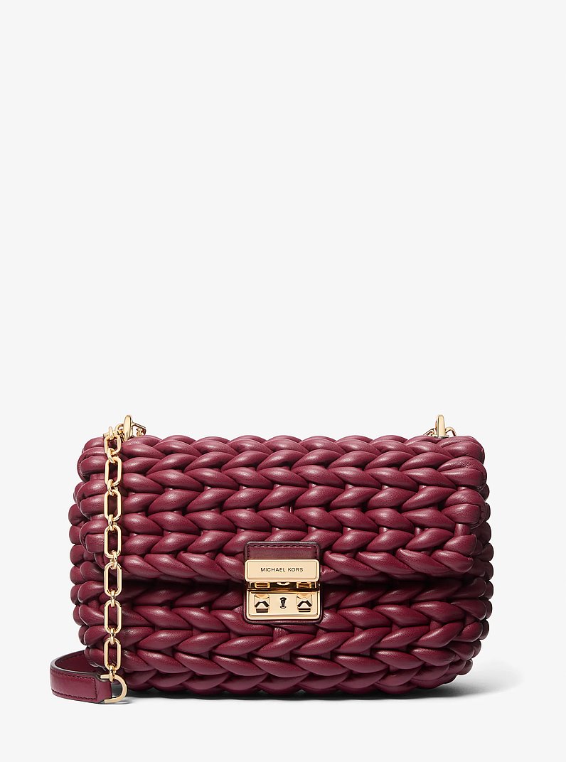 Tribeca Large Hand-Braided Leather Shoulder Bag in MULBERRY | Michael Kors