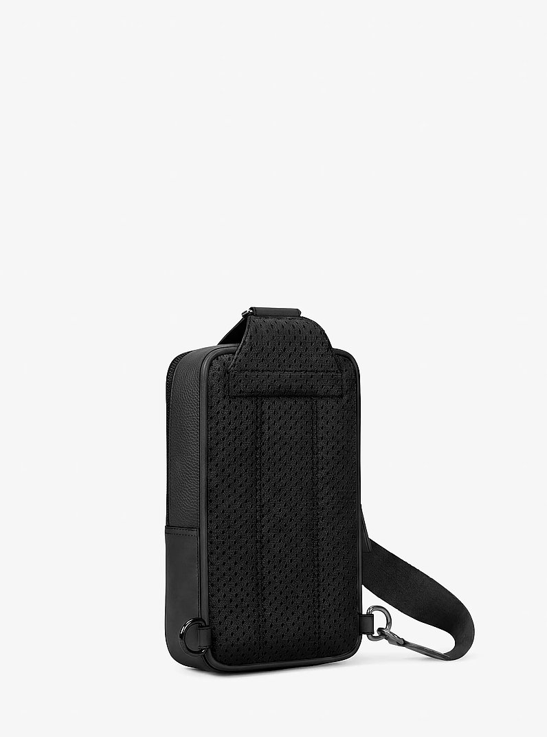 Cooper Medium Pebbled Leather Sling Pack in BLACK | Michael Kors