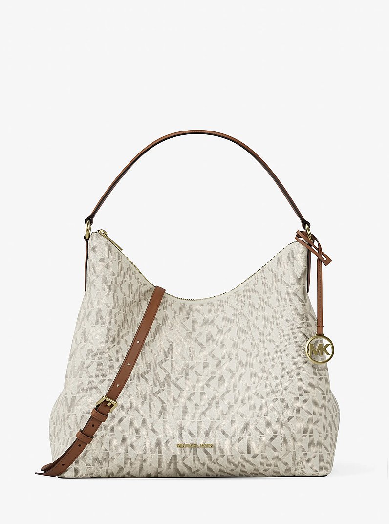Sienna Large Signature Logo Convertible Shoulder Bag in VANILLA/LUGGAGE | Michael Kors