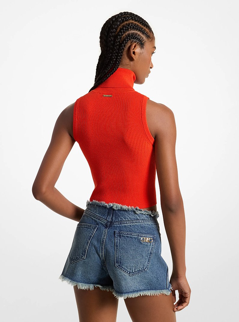 Frayed Denim Shorts in DUSK BLUE WASH | Michael Kors