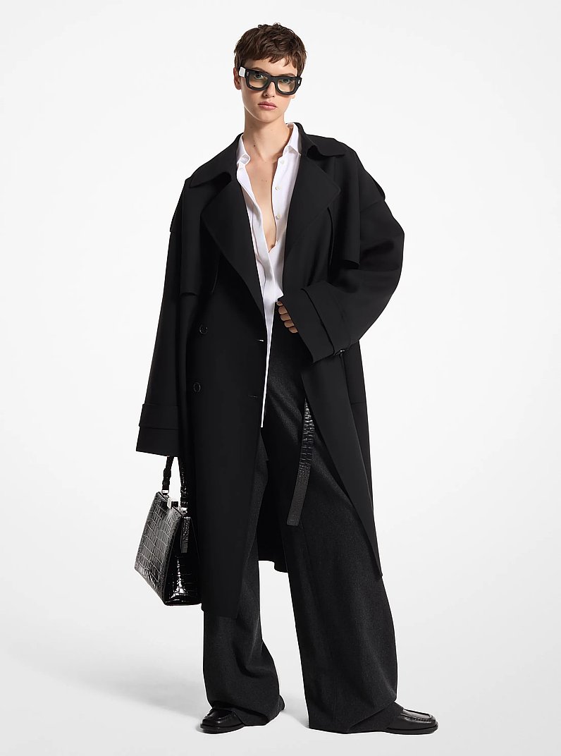 Gabardine-Trenchcoat aus Wollgemisch in Doubleface-Qualit&auml;t in SCHWARZ | Michael Kors