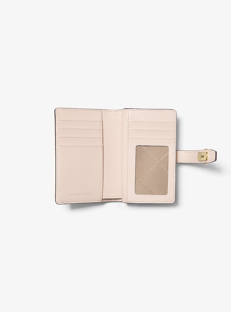 MICHAELKORS GREENWICH オプティックホワイト/ローズゴールド Greenwich Medium Signature Logo Zip-Around Wallet in OPTIC WHITE