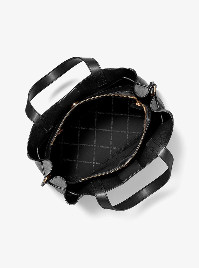 Emilia Large Pebbled Leather Satchel in BLACK | Michael Kors