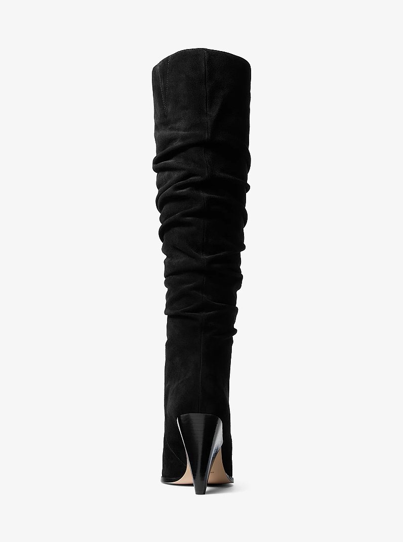 Stiefel Jayla aus Wildleder mit Raffung in SCHWARZ | Michael Kors