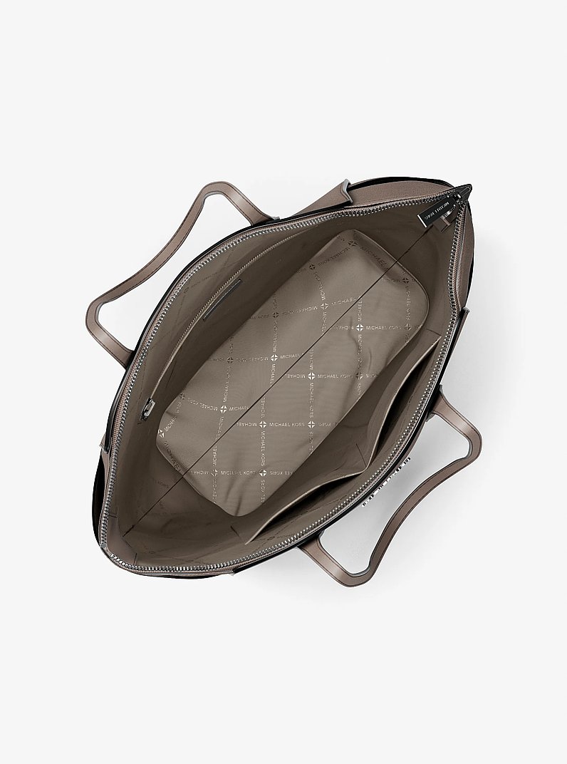 Marilyn Medium Saffiano Leather Tote Bag in MUSHROOM | Michael Kors