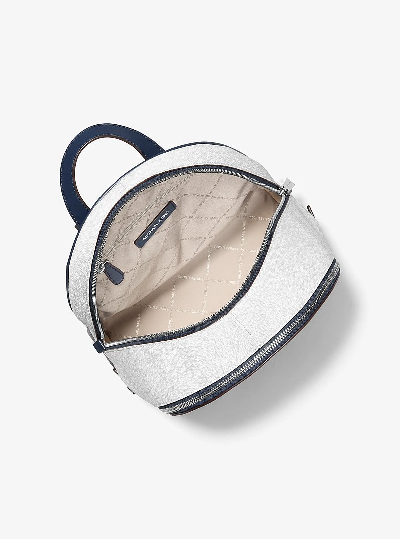 Rhea Medium Color-Block Signature Logo Backpack in ADMIRL MULTI | Michael Kors