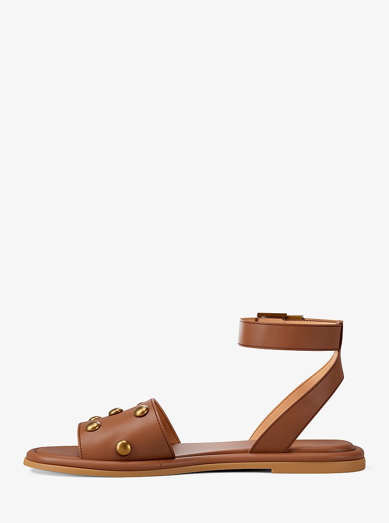 Sandale Rosetta aus Leder mit Nieten in LUGGAGE | Michael Kors