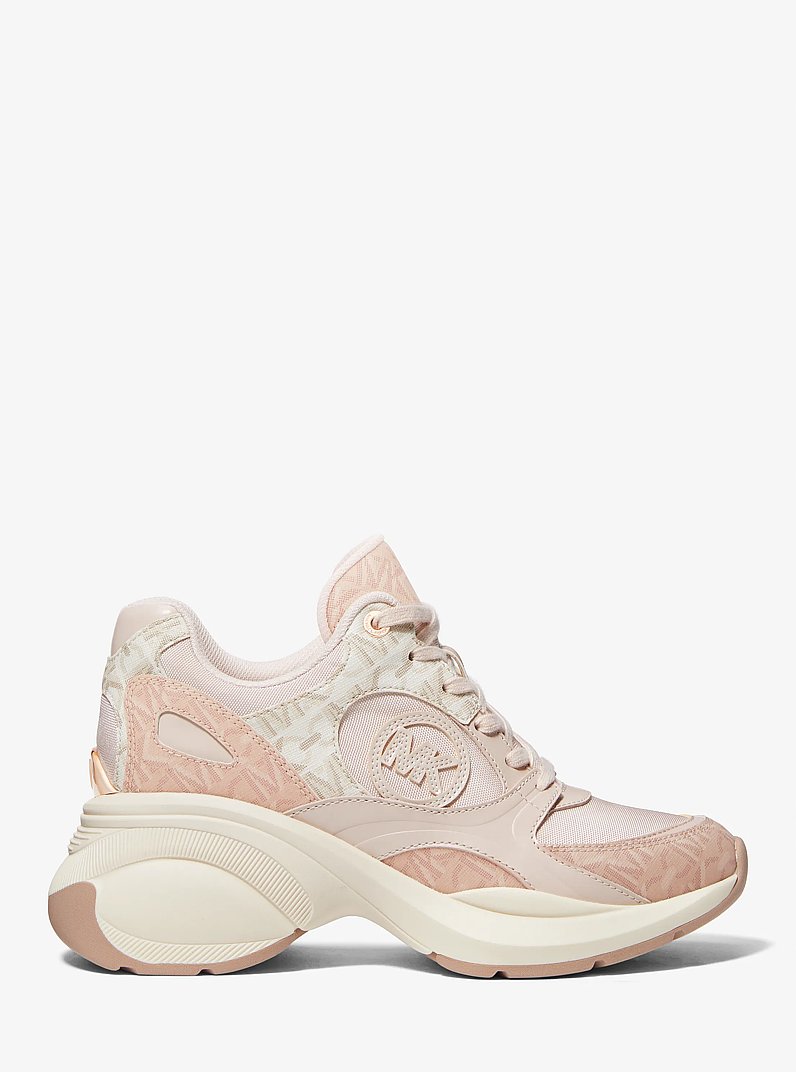 Zuma Two-Tone Empire Signature Logo and Mesh Trainer in BALLET | Michael Kors
