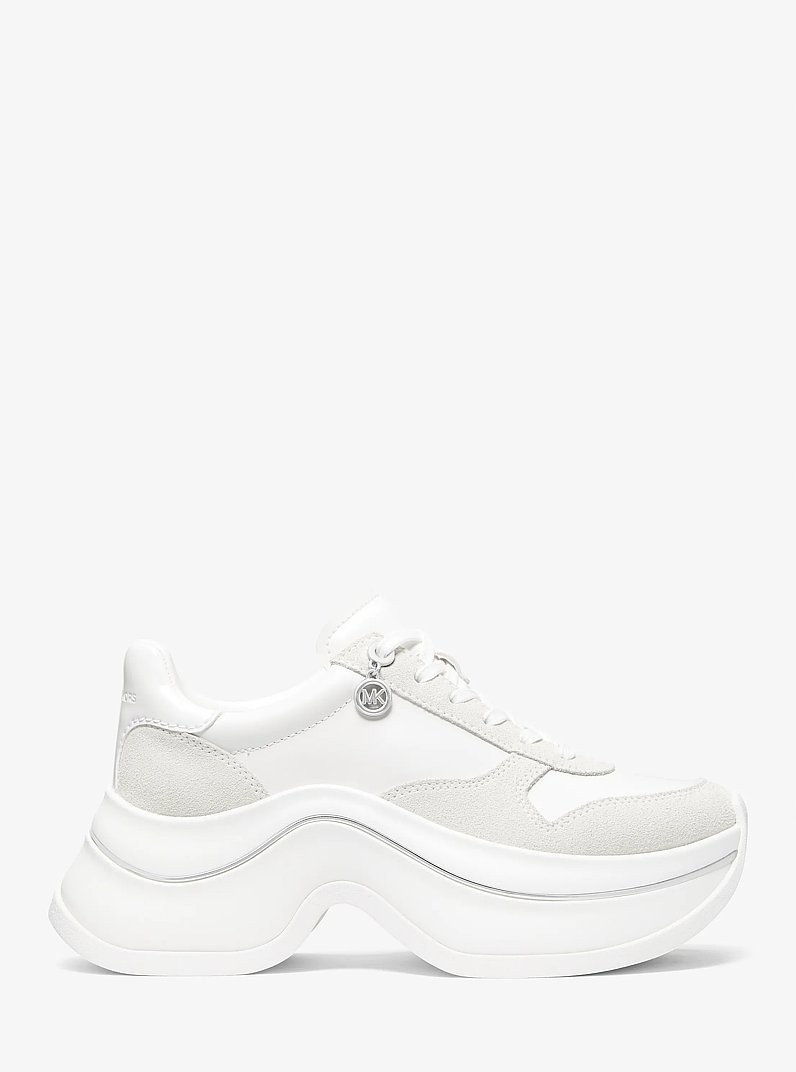 Sneaker Arla in pelle e pelle scamosciata in BIANCO OTTICO | Michael Kors