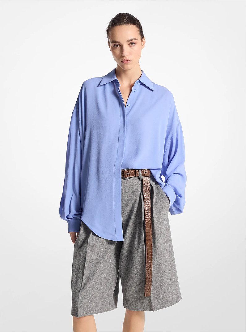 Chemise surdimensionn&eacute;e en georgette de soie in PERVENCHE | Michael Kors