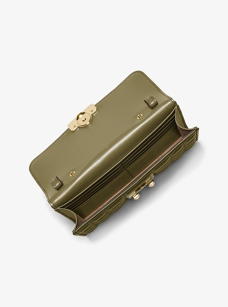 Tribeca Leather Convertible Crossbody Bag in SAFARI GREEN | Michael Kors