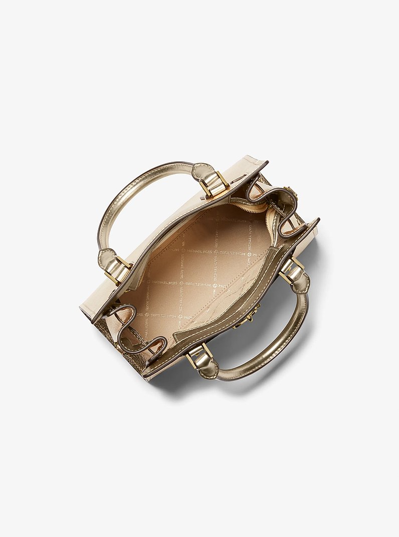 Hamilton Small Metallic Leather Satchel in PALE GOLD | Michael Kors