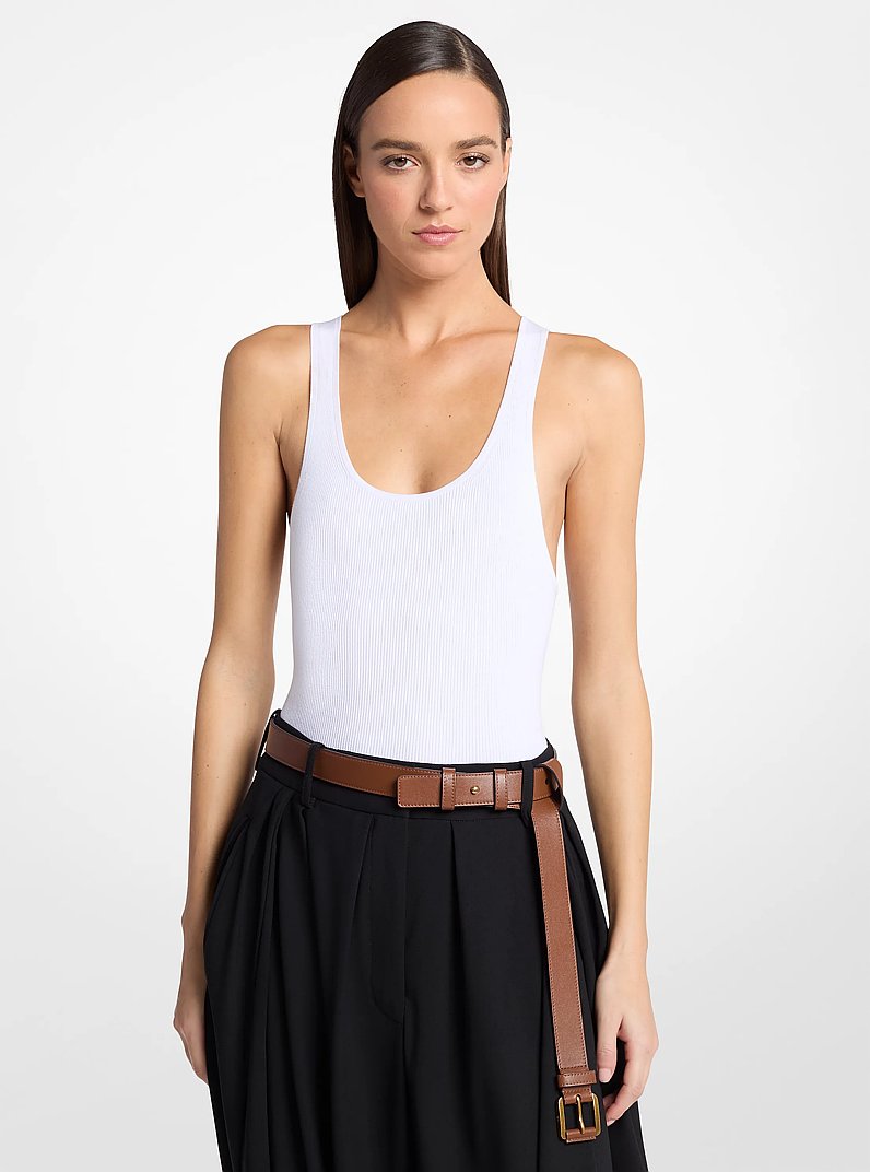 Ribbed Stretch Viscose Bodysuit
