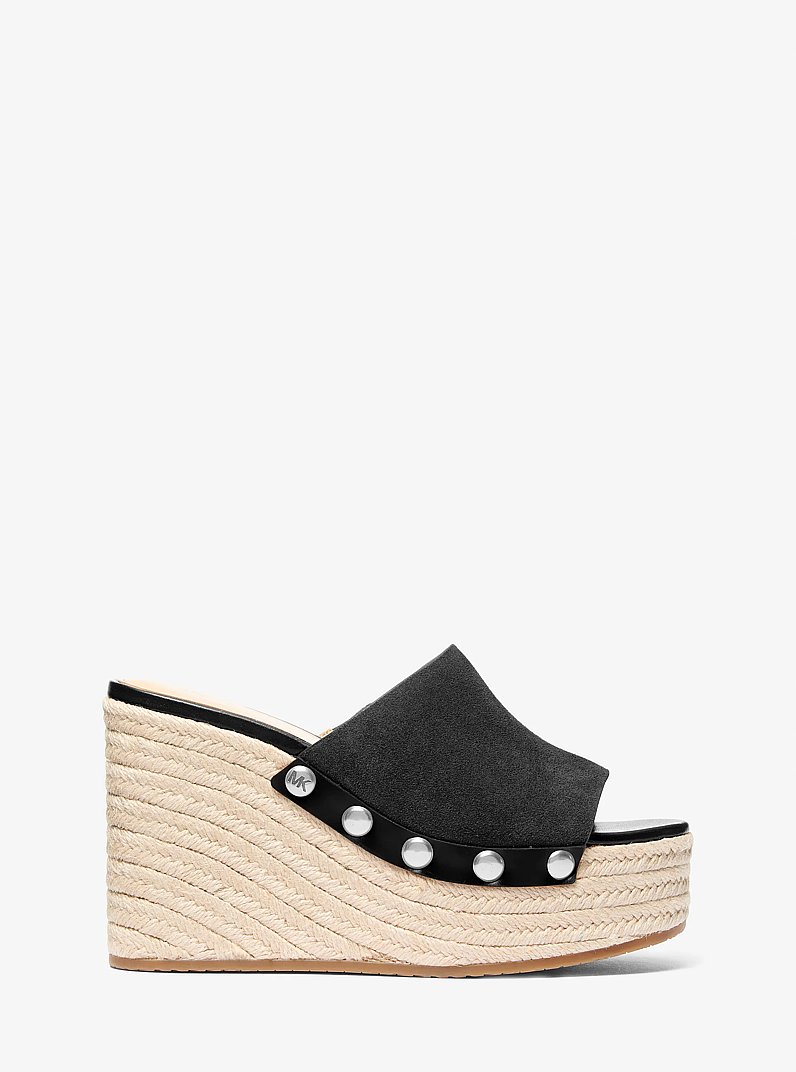 Mayes Suede Wedge Sandal in BLACK | Michael Kors
