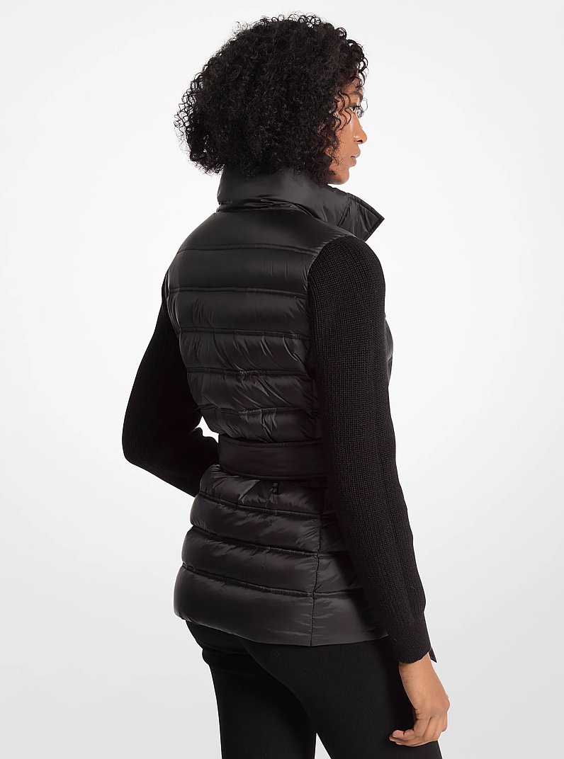 Mixed-Media Packable Jacket in BLACK | Michael Kors