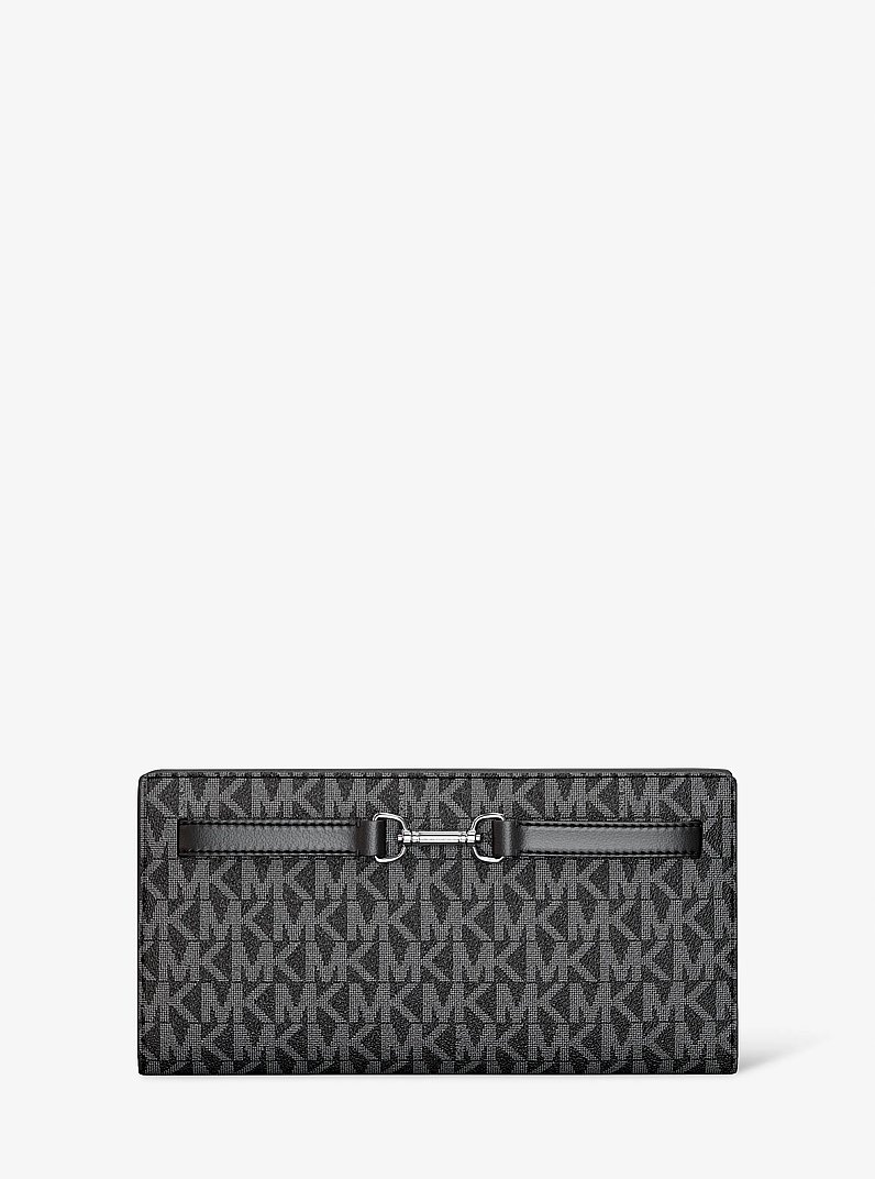 Carson Large Signature Logo Wallet in BLACK | Michael Kors