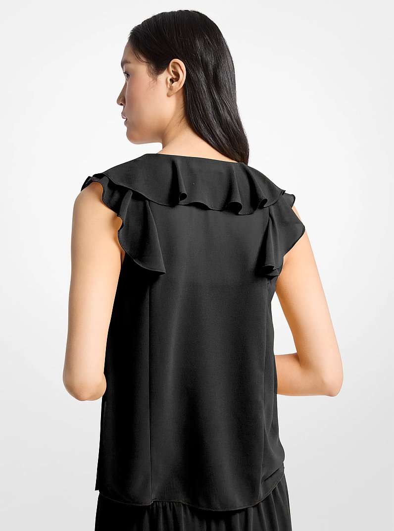 Ruffled Georgette Blouse in BLACK | Michael Kors