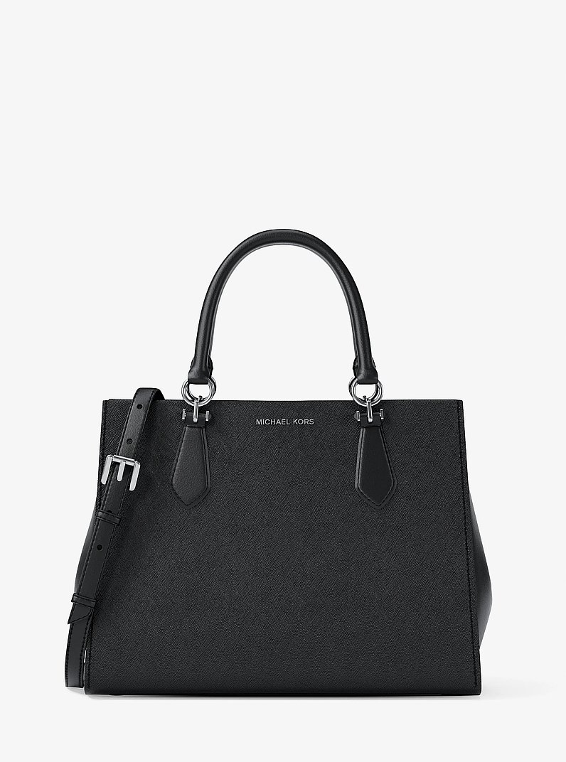 Marilyn Medium Saffiano Leather Satchel in NEGRO | Michael Kors