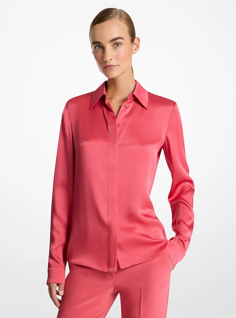 Camicia Hansen in charmeuse in PALISSANDRO | Michael Kors