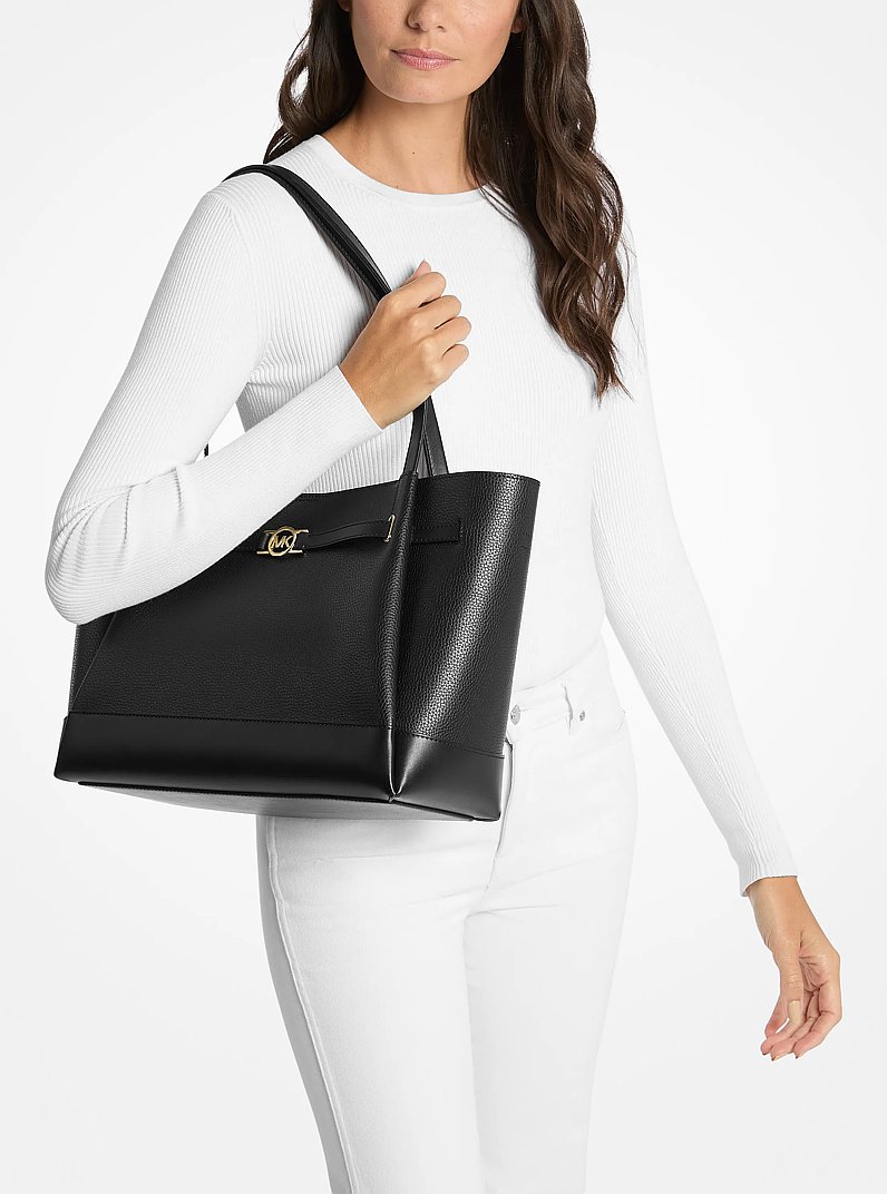 Reed Large Pebbled Leather Tote Bag in BLACK | Michael Kors