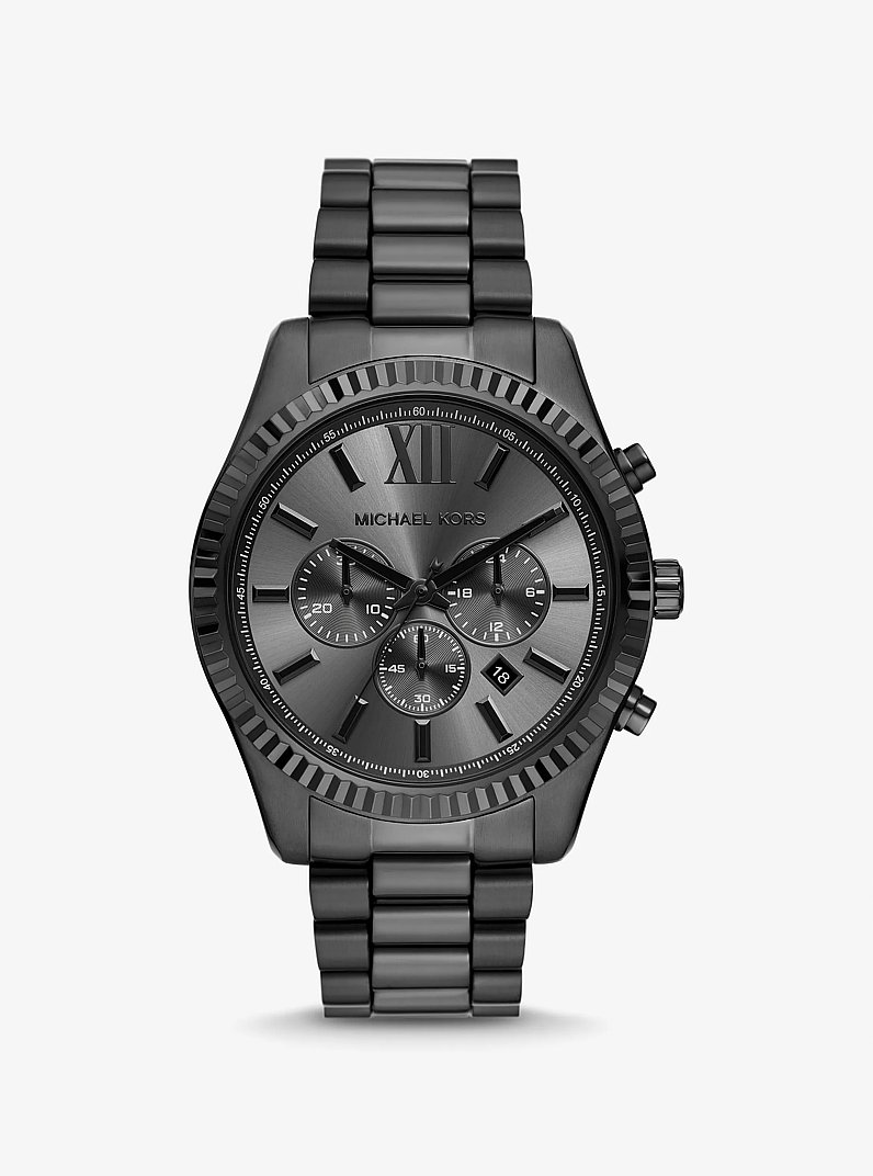 Oversized Lexington Black-Tone Watch in BLACK - Sale | Michael