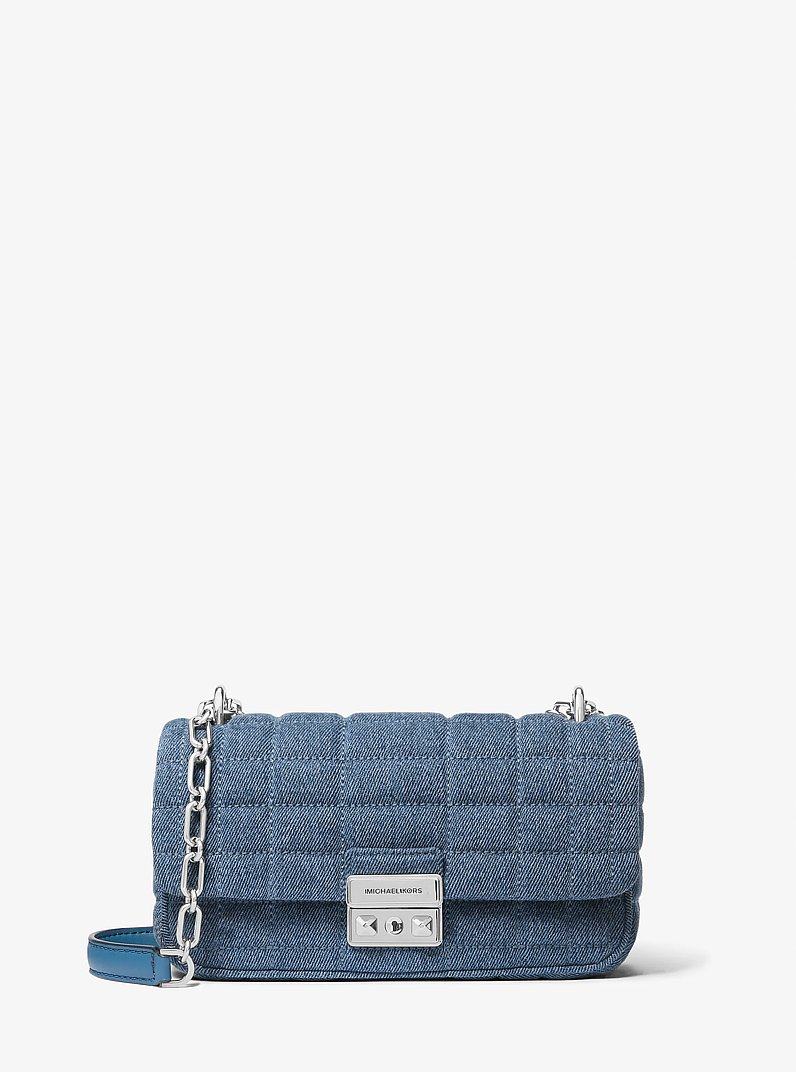 Borsa a spalla Tribeca piccola in denim trapuntato in LAVAGGIO UNION | Michael Kors