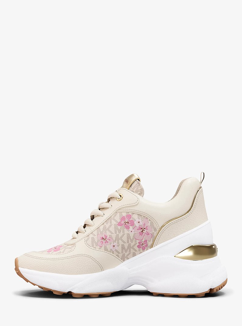 Katrina Floral Print Signature Logo Trainer in VANILLA COMBO | Michael Kors