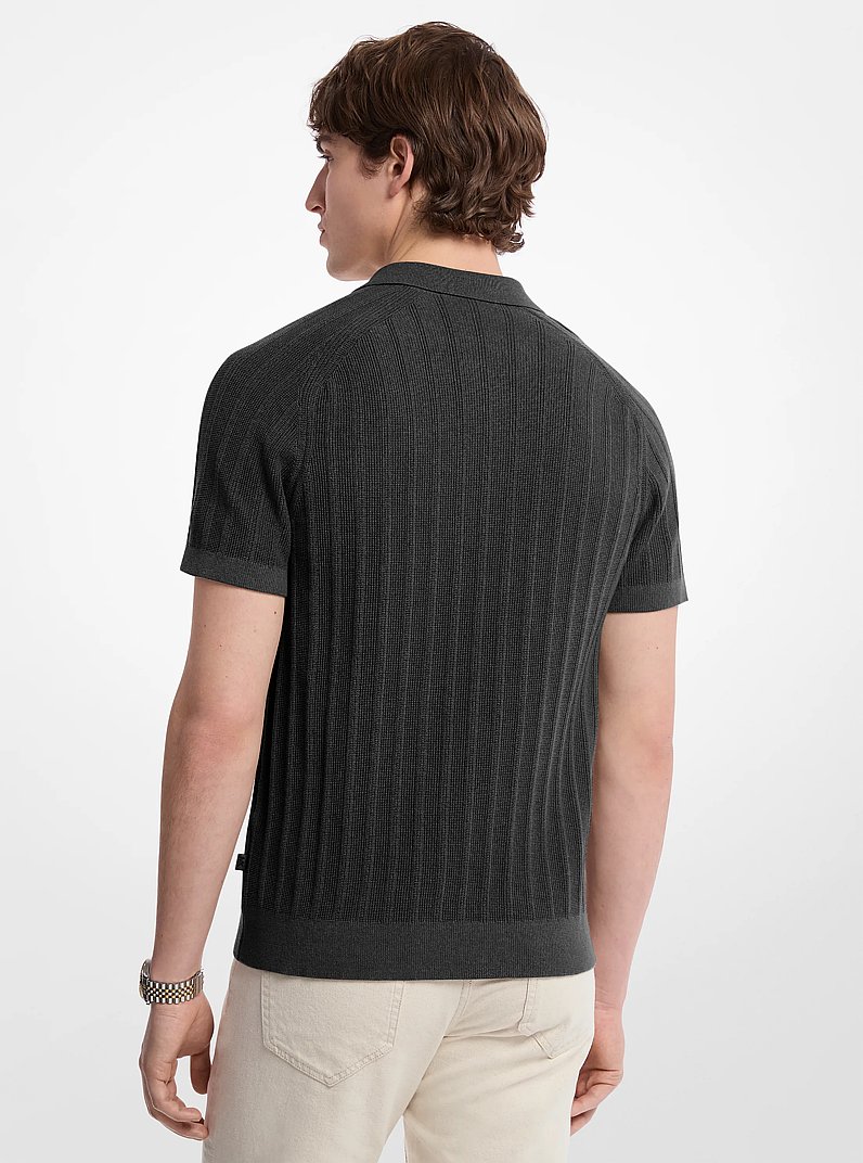 Cotton Knit Zip Polo Shirt in BLACK - Sale | Michael Kors [US]