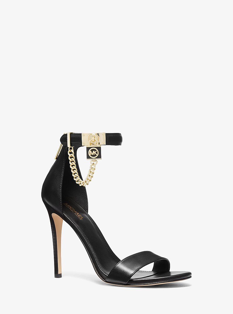 Hamilton Embellished Leather Sandal in BLACK | Michael Kors