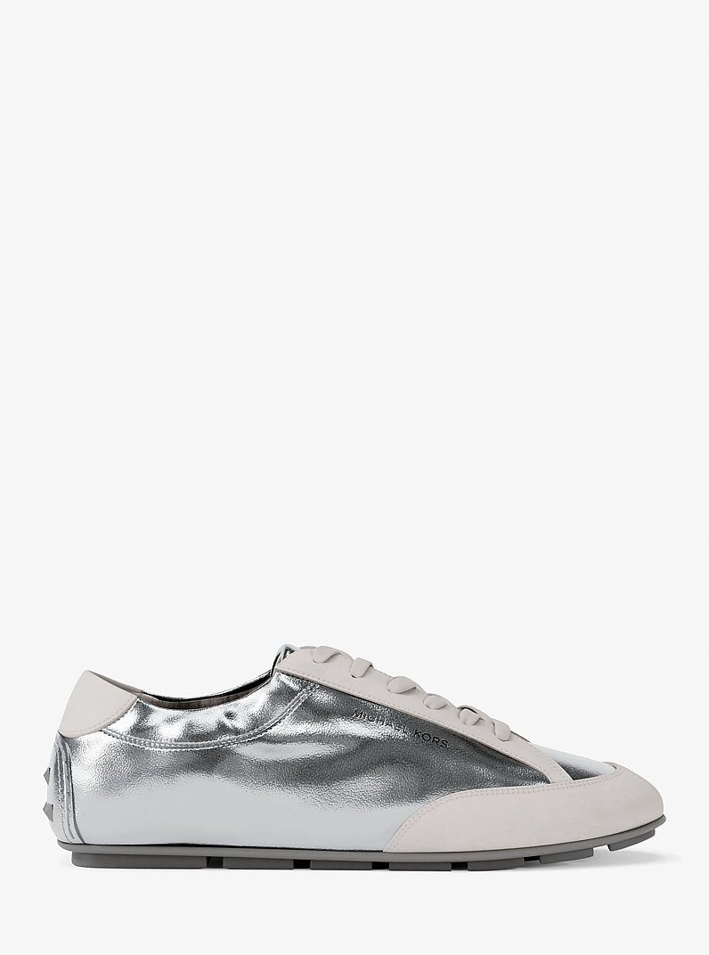 Espadrille Susie en cuir m&eacute;tallis&eacute; in ARGENT | Michael Kors