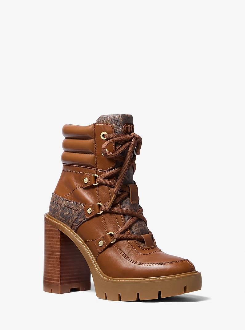 Bota Asher de piel con monograma imperio in MARR&Oacute;N/LUGGAGE | Michael Kors