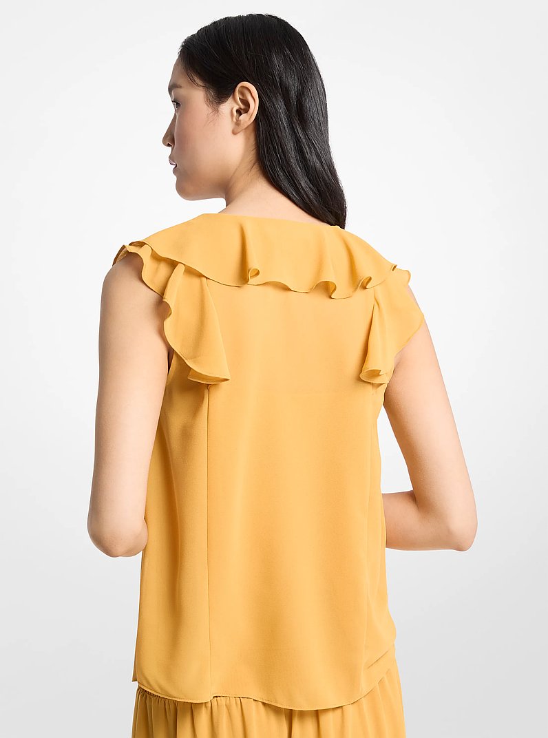 Ruffled Georgette Blouse in HONEYWHEAT | Michael Kors