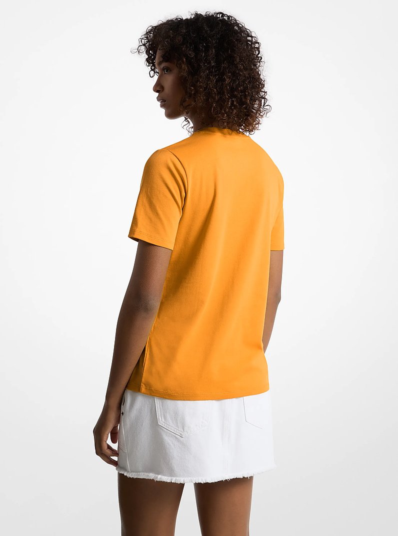 Studded Logo Charm Organic Cotton Jersey T-Shirt in POPORANGE | Michael Kors