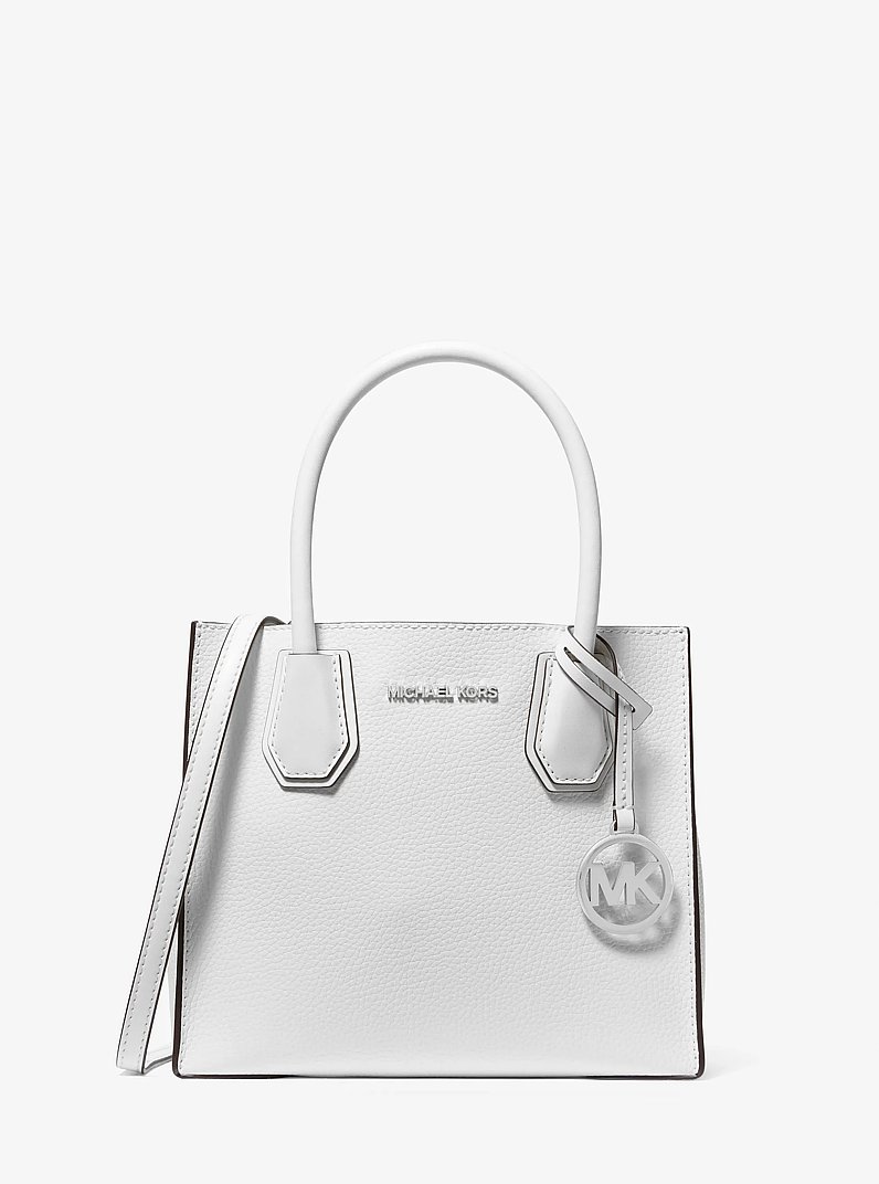 Sac &agrave; bandouli&egrave;re Mercer de taille moyenne en cuir grain&eacute; in BLANC OPTIQUE | Michael Kors