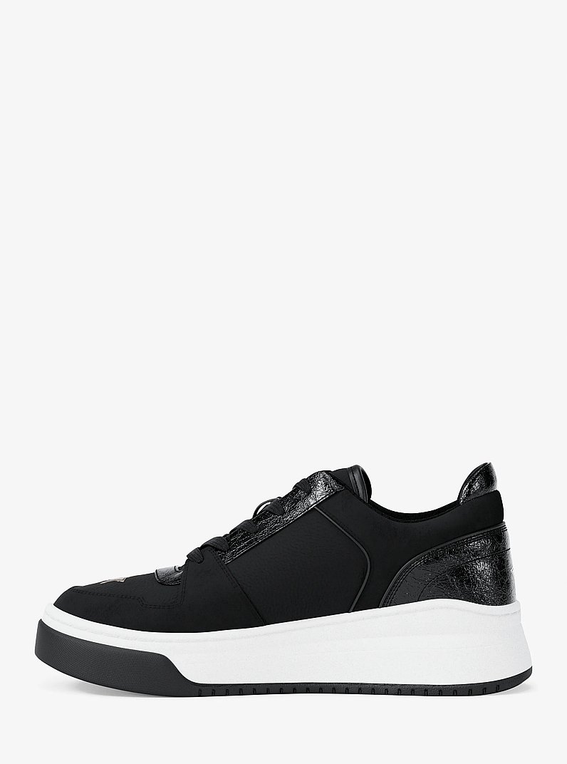 Lexi Embellished Mixed-Media Sneaker in BLACK | Michael Kors
