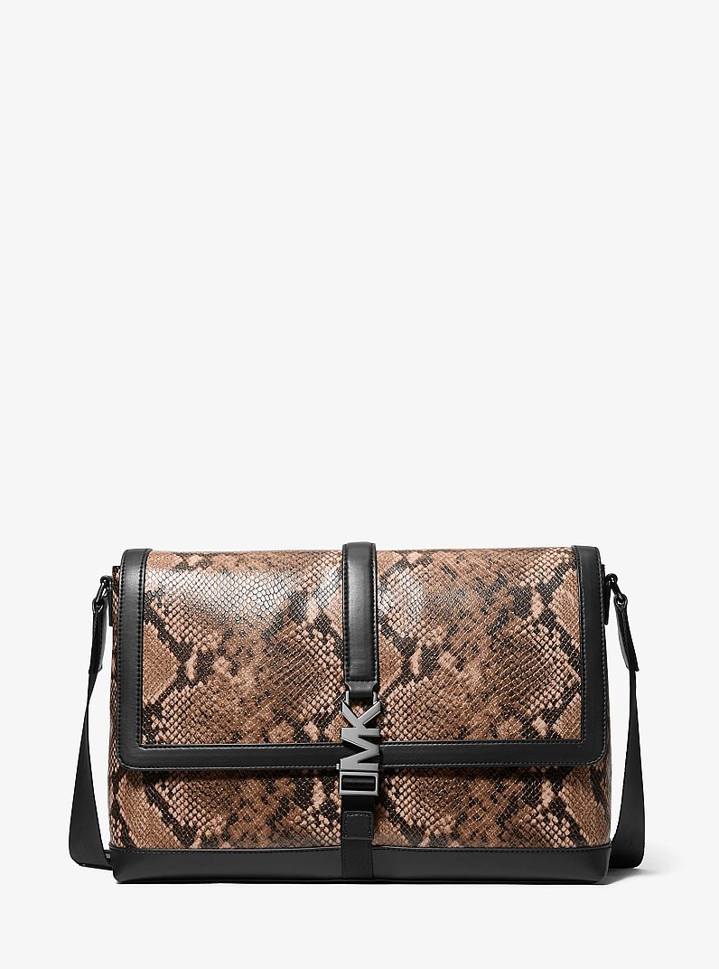 Cyrus Medium Snake Embossed Messenger Bag in DRIFTWOOD | Michael Kors