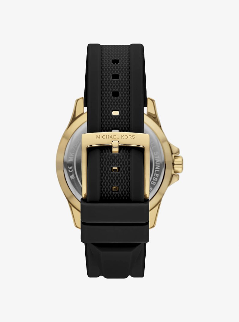 Montre Everest surdimensionn&eacute;e dor&eacute;e &agrave; bracelet en silicone in NOIR | Michael Kors